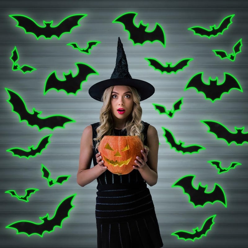 YUJUN 30 PCS Halloween Garage Door Decorations Black Bats Glow in The Dark Magnets Garage Door Luminous Magnetic for Halloween Refrigerator Garage Indoor Outdoor Car Decorations - Image 5